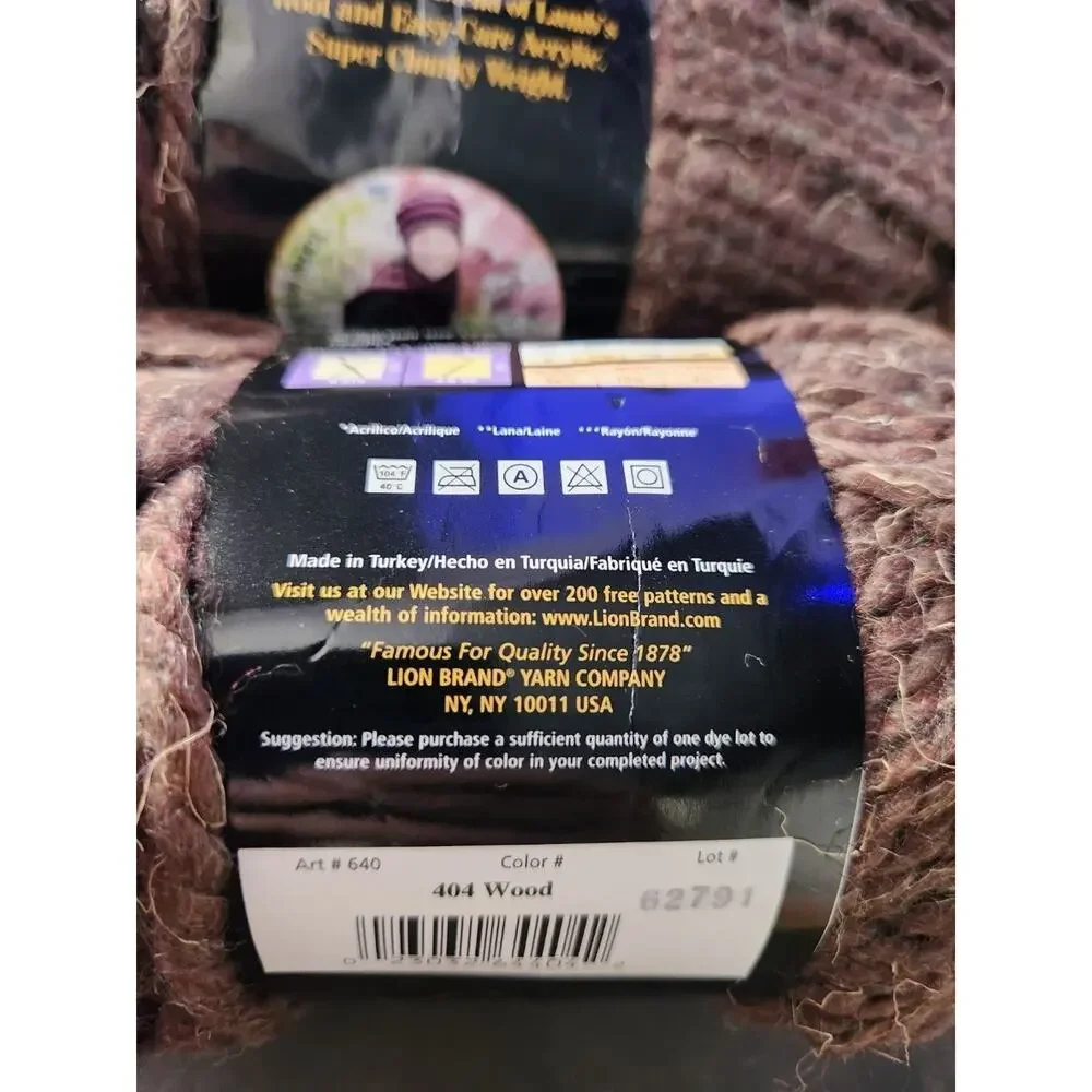 Lion Brand Wool-Ease Thick & Quick Yarn Lot Wood 404 Super Bulky Same Dye Lot